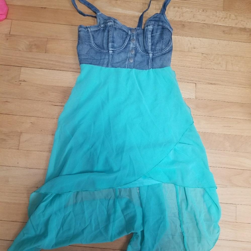 Chiffon and denim dress